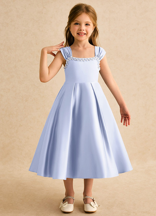 Azazie Yosemite Flower Girl Dresses Lavender Ball-Gown Sweetheart Neckline Matte Satin Dress image1