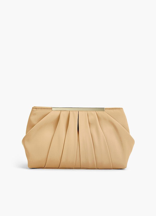 front Farblich passende Clutch aus Stretch-Satin mit Plissee