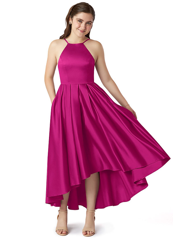 Jemima Junior A-Line with Pockets Stretch Satin Dress