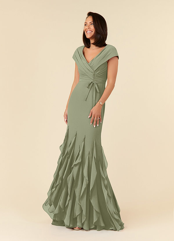 Azazie Bailora Mother of the Brides Dresses Pistachio Mermaid Ruched Chiffon Dress image1