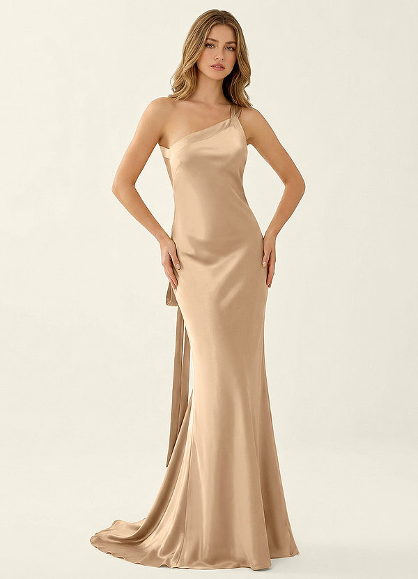 Persephone Champagne Satin Prom Dress image1