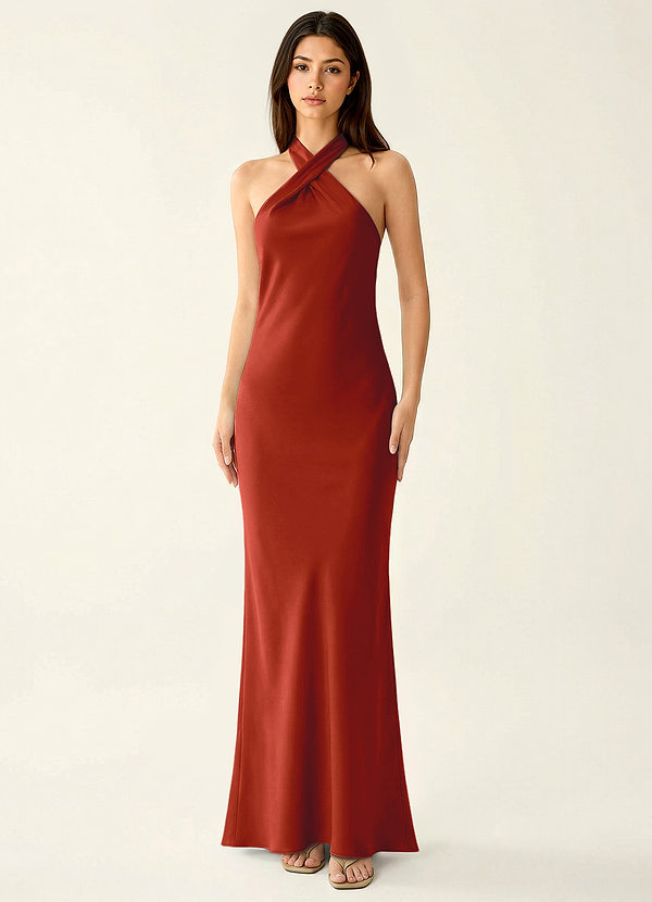 Manllanda Oxido Vestido de fiesta de satén con lazos image1