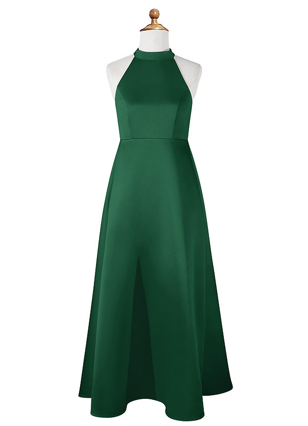 Vestidos Modernos AsiméTricos Para Damas De Honor Junior Con Cuello De Capa Verde Oscuro main image 0