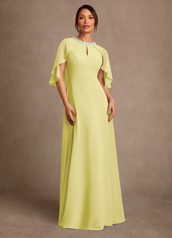 Azazie Winnifred Suknie dla Matki Panny Młodej Linia A Zroszony Szyfon Długość podłogi Sukienka image1