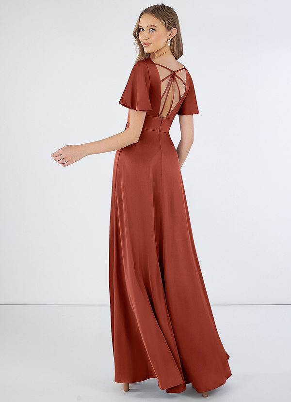 back Azazie Lani Stretch Satin Dress