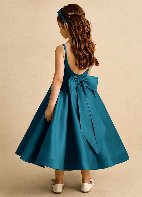 Azazie Babs Blumenkinder Kleider Ballkleid Plissee Matte Satin Kleid Tintenblau image1