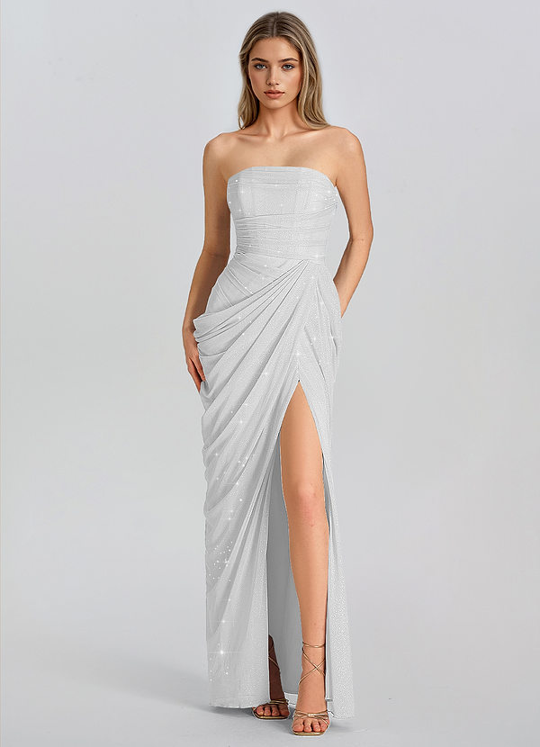 Elaria Blanco Vestido largo de tul de corte columna image1