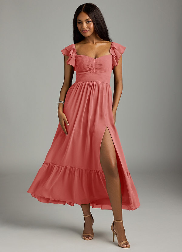 Azazie Anaya Brautjungfernkleider A-Linie Herzausschnitt Chiffon Kleid Antike Rose image1