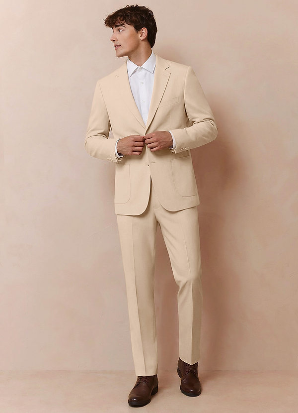 front Owen Tan Lightweight Tailored Trousers Suit