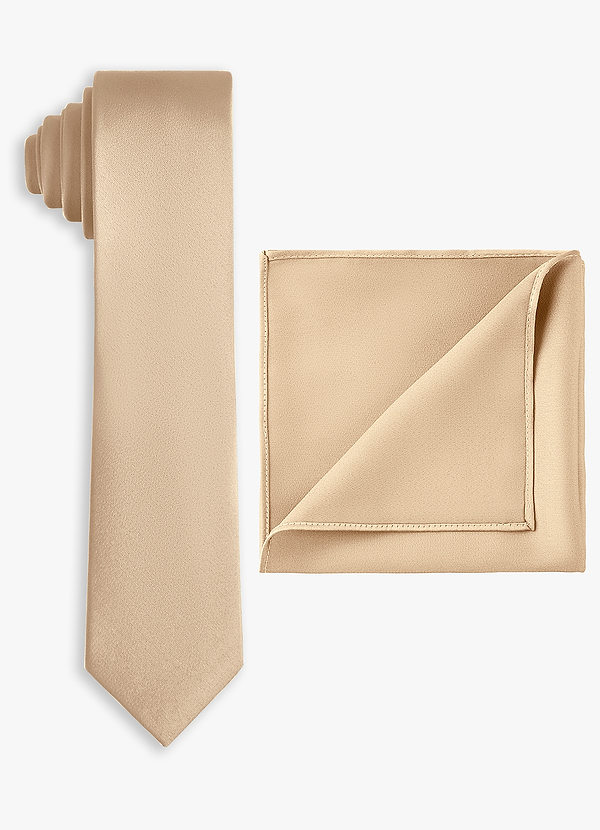 front Stretch Satin Skinny Tie and Pocket Square Set