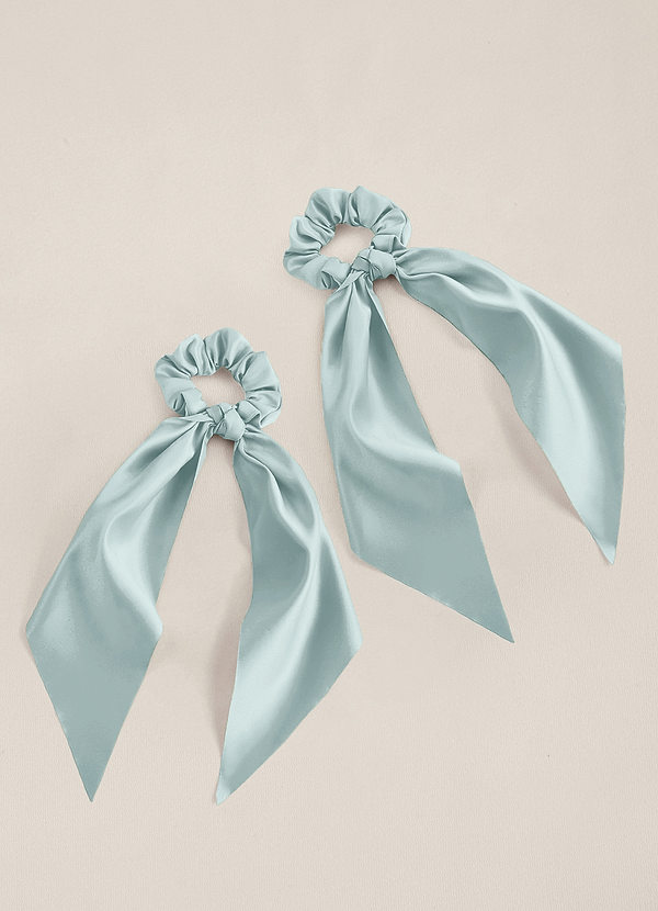 front Matching Color Matte Satin Hair Scarf Scrunchie Set