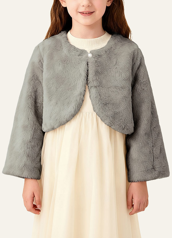 front Flower Girl Faux Fur Jacket