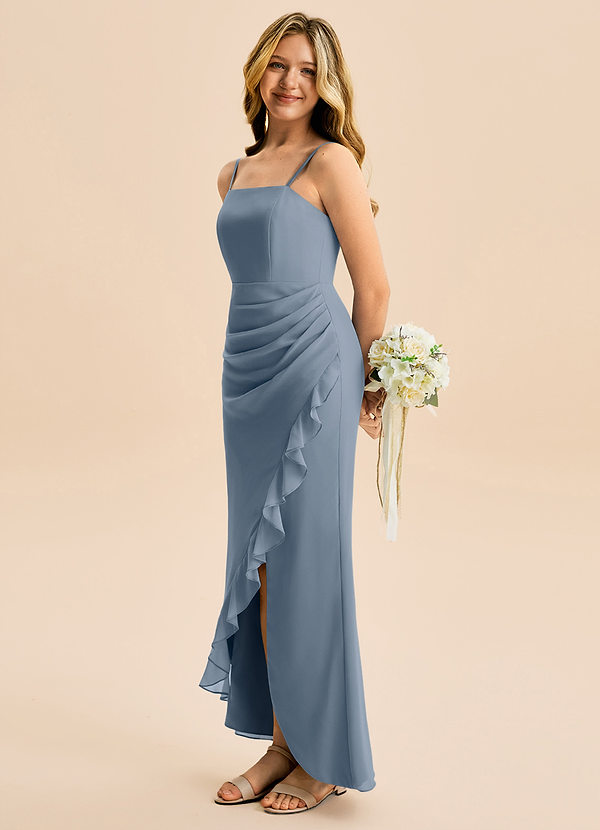 Azazie Buzzy Junior Twilight Sheath Pleated Chiffon Dress image1