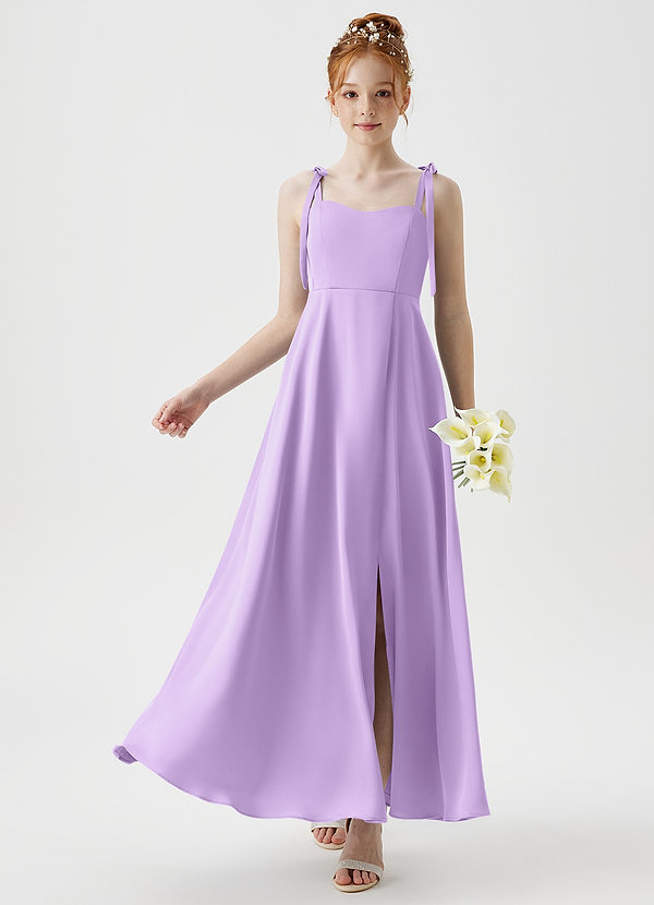 Azazie Rosey Junior Lilac A-Line Sweetheart Neckline Stretch Satin Dress image1