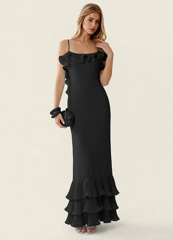 Bellachrista Black Ruffles Chiffon Homecoming image1