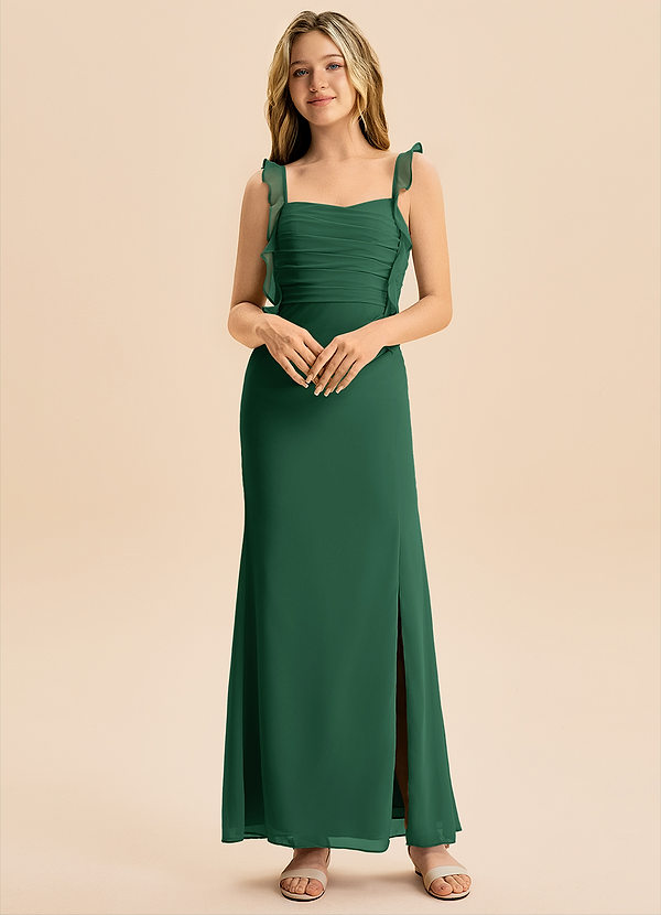 Azazie Jessamine Junior Dark Green Mermaid Sweetheart Neckline Chiffon Dress image1