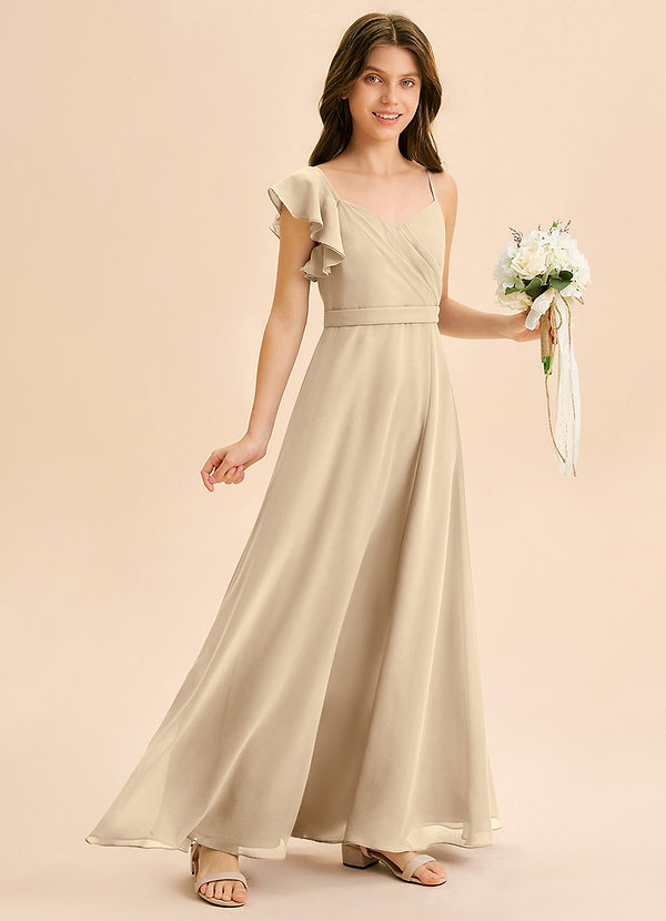 Azazie Kelsea Junior Klä av A-Line i Chiffong Rynkad image1