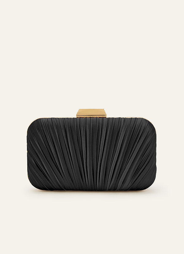 front Matching Color Satin Pleated Clutch Bag