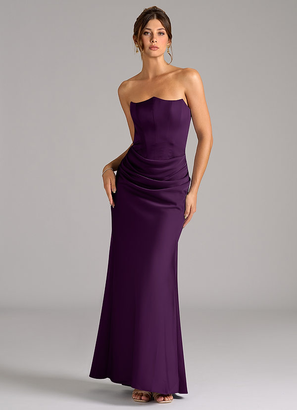 Azazie Debby Bridesmaid Dresses Grape Mermaid Strapless Stretch Satin Convertible Dress image1