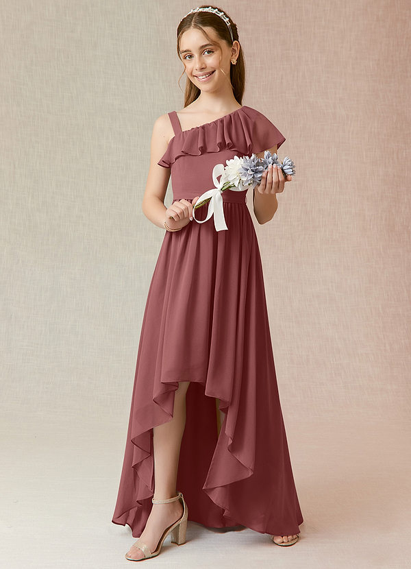 Vestidos Modernos AsiméTricos Para Damas De Honor Junior Con Cuello De Capa Cabernet