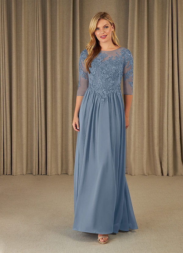 Azazie Mirielle Vestidos de Madre de la Novia Vestido de Crepúsculo de Gasa de Corte En A con Encaje Scoop image1