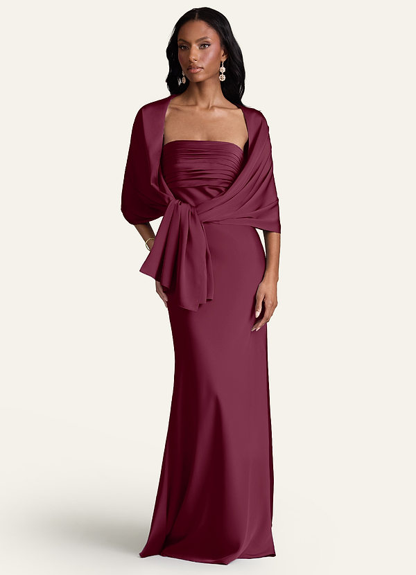 front Azazie Matching Color Aleena Stretch Satin Shawl