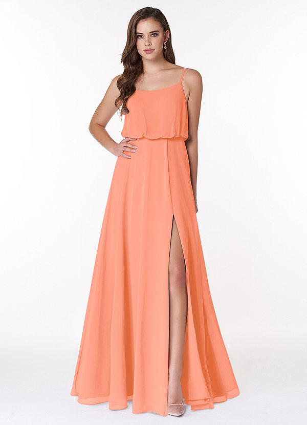 Azazie Lupe Bridesmaid Dresses Sunset A-Line Scoop Blouson Chiffon Dress image1