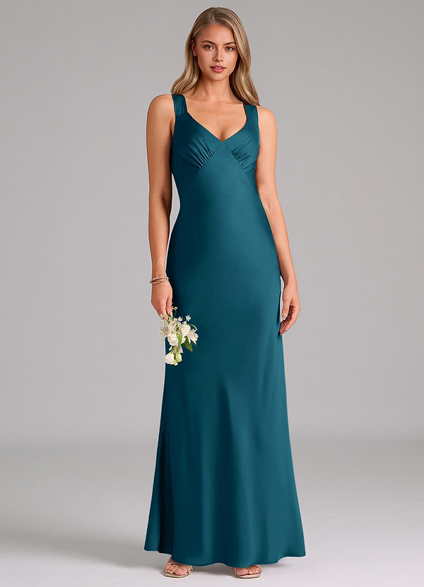 sky blue prom dresses A Line Off The Shoulder V-Neck Stretch Satin Pro Long sleeve maxi dress Size:11 Under1000