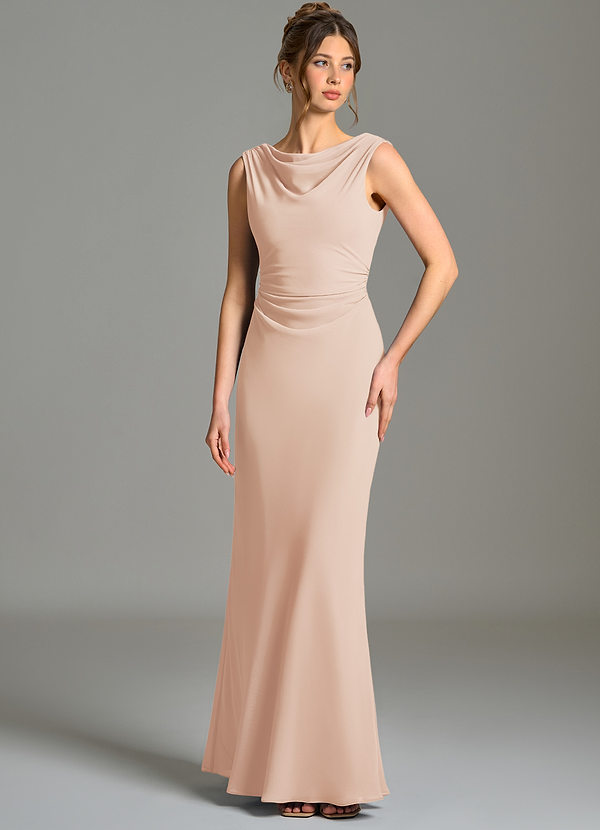 Azazie Kieryn Bridesmaid Dresses English Rose Mermaid Pleated Chiffon Dress image1