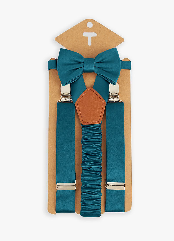 front Matchande matchande fluga och hängslen i matt satin