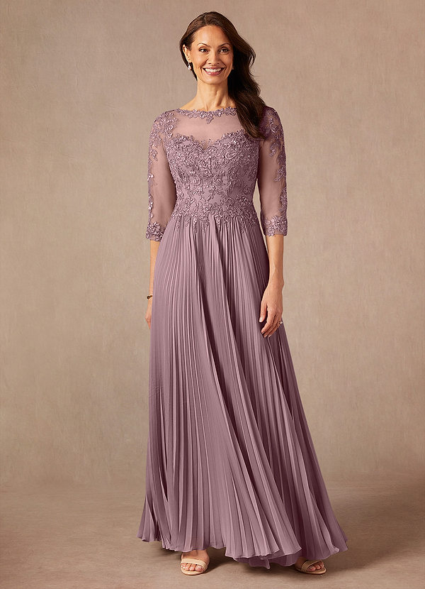 Azazie Corinne Brautmutterkleider A-Linie Pailletten Chiffon Kleid Altrosa image1