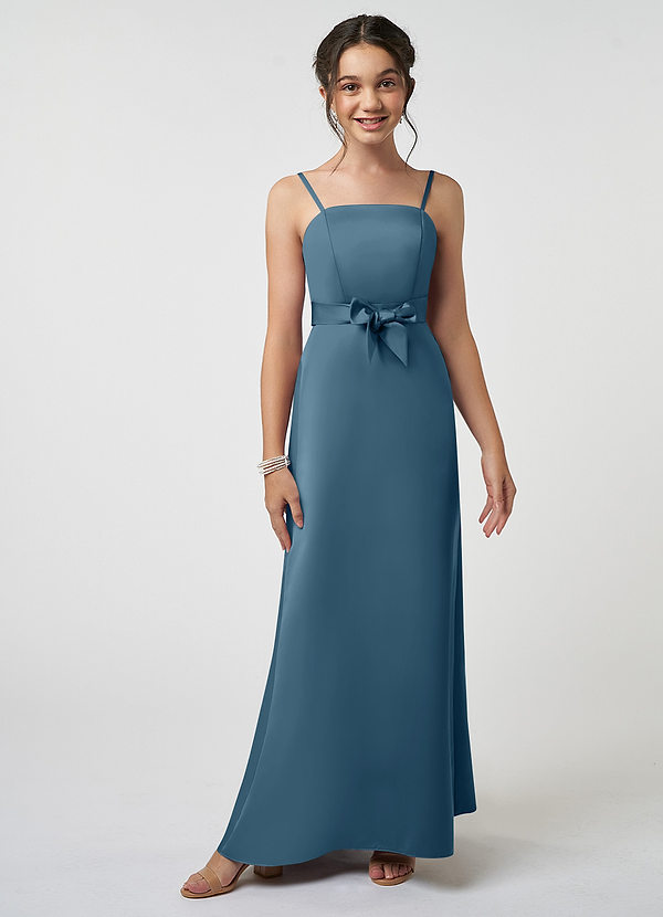 Azazie Anina Junior Robe Trapèze en Satin extensible Arc Bermude image1