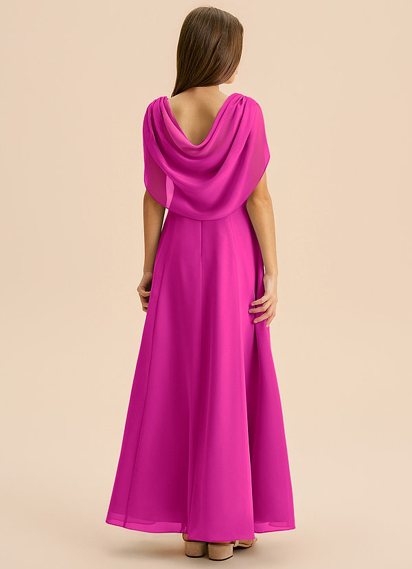 Azazie Lambie Junior Fuchsia A-Line Pleated Chiffon Dress image1