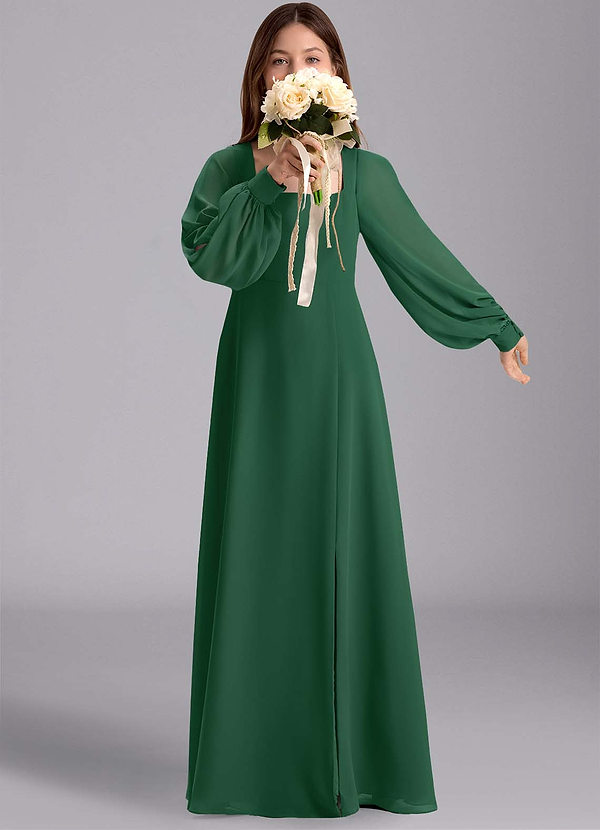 Azazie Bondi Junior Klänning av A-Line i Chiffong Blouson image1