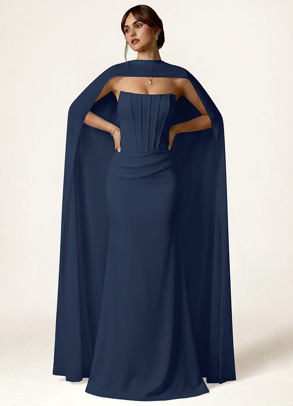 front Azazie Dopasowany kolor szalika z szyfonu z perłowym wykończeniem