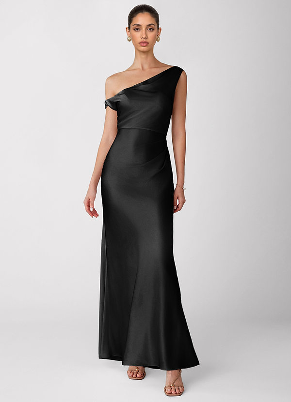 Avela Black Luminous Satin Maxi Dress image1