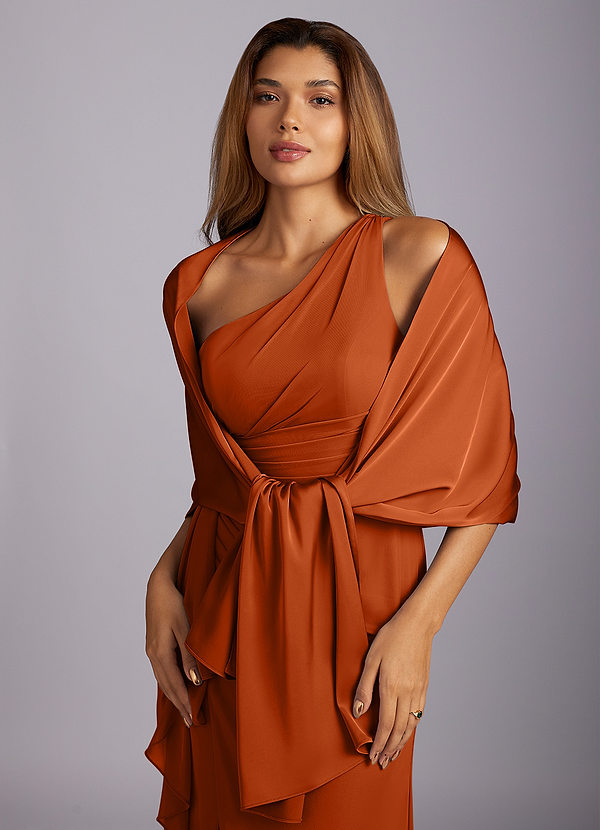 front Azazie Châle En Satin Extensible Aleena De Couleur Assortie