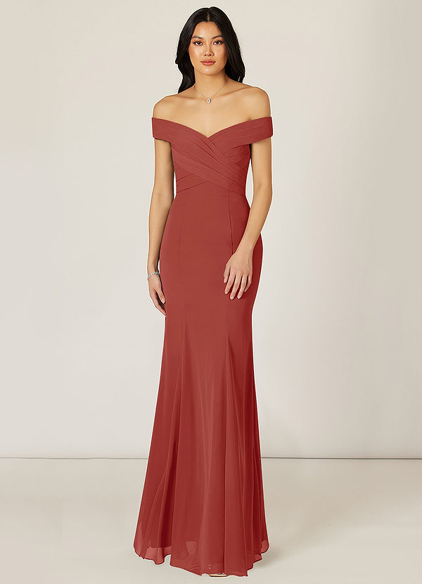 Terracotta Azazie Lecia Bridesmaid Dresses Azazie