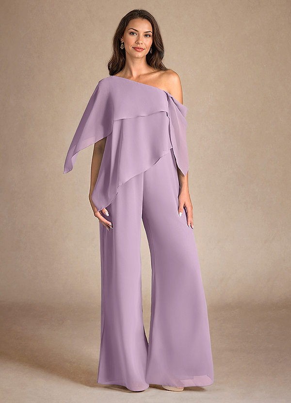 Azazie Halima Mother of the Brides Dresses Wisteria Jumpsuit/Pantsuit Side Slit Chiffon Dress image1