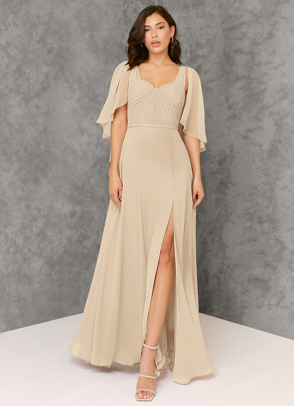 Azazie Adelina Bridesmaid Dresses A-Line Convertible Chiffon Floor-Length Dress image1