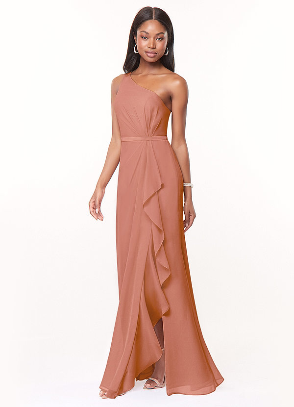 Azazie Liza Bridesmaid Dresses MAI TAI Mermaid One Shoulder Chiffon Dress image1
