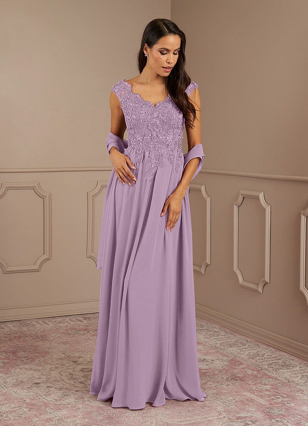 Azazie Amethyst Mother of the Brides Dresses Wisteria A-Line V-Neck Sequins Chiffon Dress image1