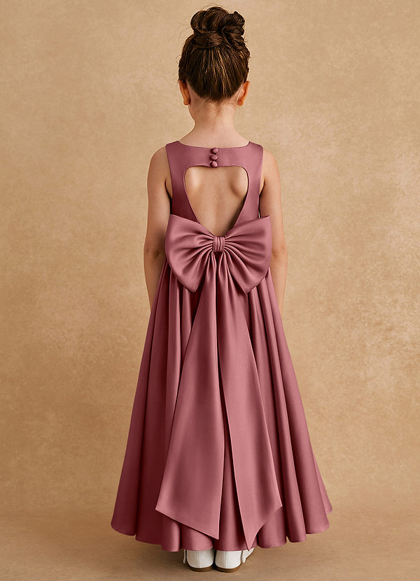 Azazie Bettie Flower Girl Dresses Amethyst A-Line Bow Matte Satin Dress image1