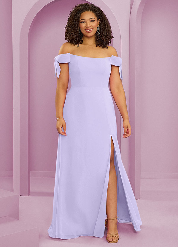 Barbie ♥ Azazie Bridesmaid Dresses Lilac A-Line Off the Shoulder Chiffon Convertible Dress image1