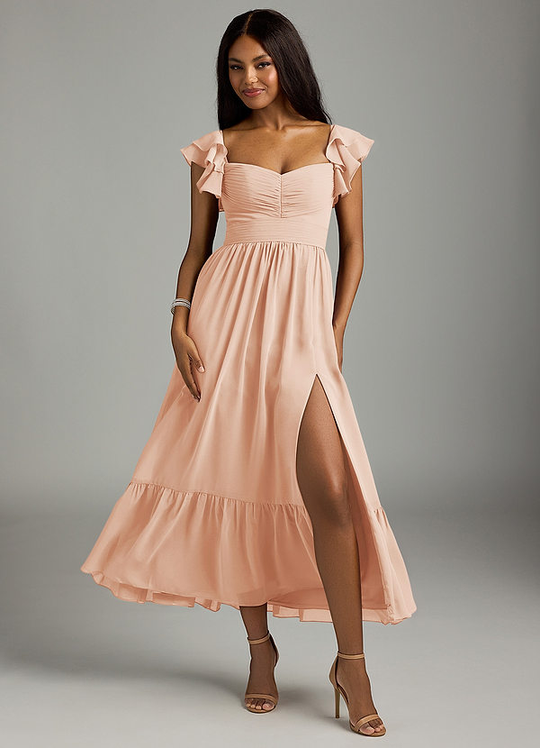 Azazie Anaya Bridesmaid Dresses English Rose A-Line Pleated Chiffon Dress image1