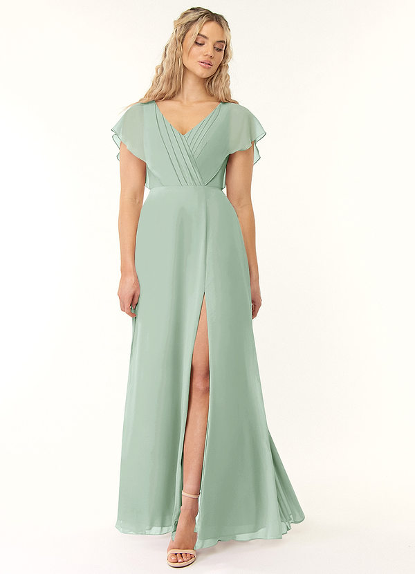 Azazie Rylee Bridesmaid Dresses A-Line Pleated Chiffon Floor-Length Dress image1