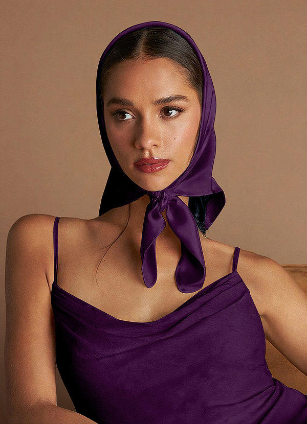 front Matching Color Stretch Satin Scarf