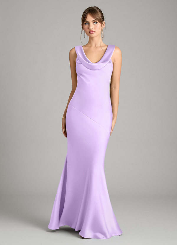 Azazie Rylina Bridesmaid Dresses Lilac Mermaid Stretch Satin Dress image1