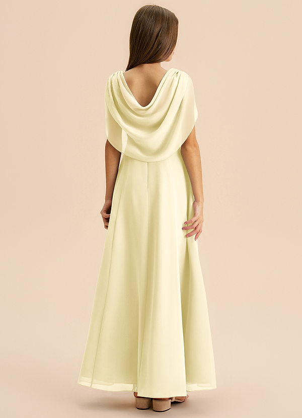 Azazie Lambie Junior Lemon Sorbet A-Line Pleated Chiffon Dress image1