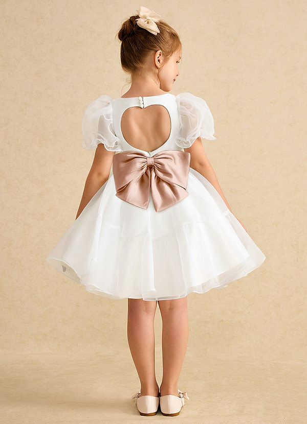 Azazie Debbie Vestidos de Niña de Flores Vestido de Marfil Rosa Champaña de Organza de Princesa con Escote de Corazón image1